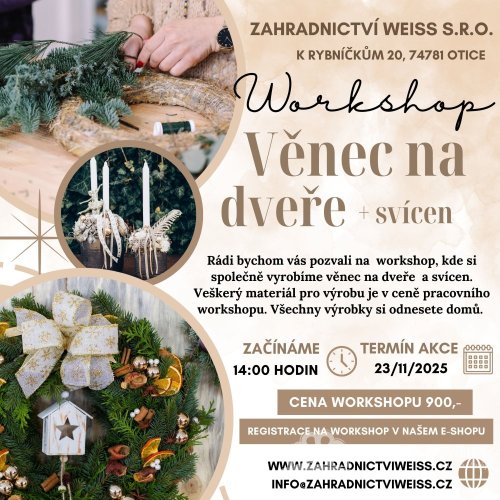 WORKSHOP - VĚNEC NA DVEŘE + SVÍCEN